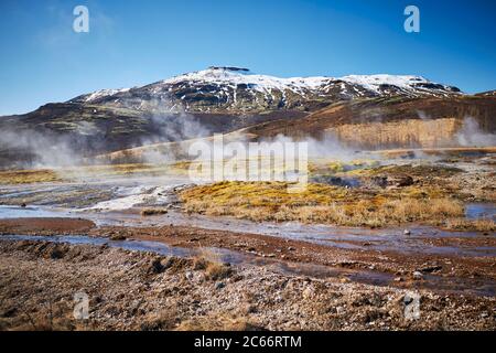 Südwest-Island, Goldener Kreis, Geysir Strokkur, Laugarvatn im Haukadalur-Tal Stockfoto