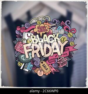 Black Friday Verkauf Hand Schriftzug und Kritzeleien Elemente Stock Vektor