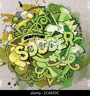 Cartoon niedliche Kritzeleien Hand gezeichnet Fußball Illustration Stock Vektor
