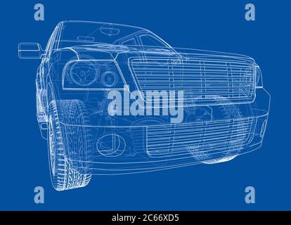Silhouetten des Autos. 3D-Illustration Stockfoto