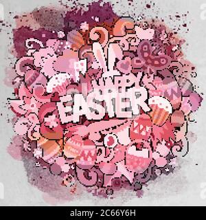 Cartoon Vektor Hand gezeichnet Doodle Happy Easter Illustration Stock Vektor