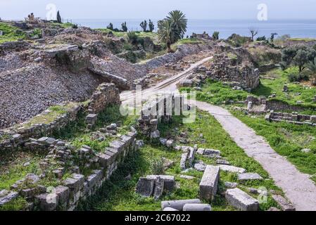 Ruinen um Kreuzritterburg in Byblos, größte Stadt im Libanon Governorate des Mount Libanon Stockfoto