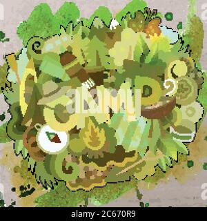 Cartoon Vektor Hand gezeichnet Doodle Camp Illustration Stock Vektor