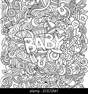 Cartoon Vektor Hand gezeichnet Doodle Baby Illustration Stock Vektor