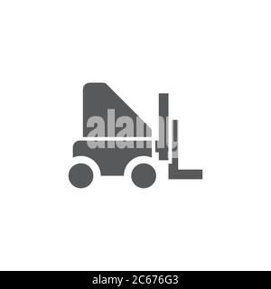 Verwenden Sie Werkzeuge für das Vektorsymbol des Gabelstaplerladers, die auf weißem Hintergrund isoliert sind Stock Vektor