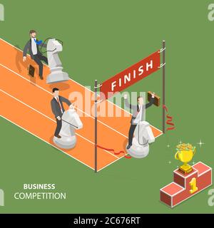 Business Competition flaches isometrisches Low-Poly-Vektor-Konzept. Stock Vektor