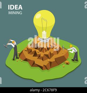 Idea Mining flache isimetrische Vektordarstellung Stock Vektor