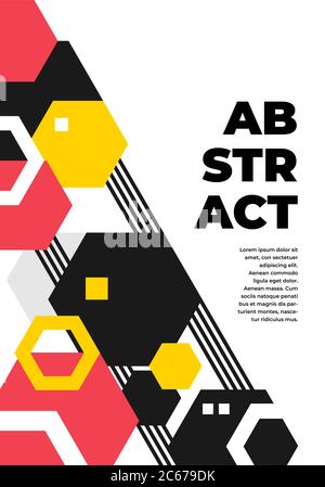 Moderne kreative geometrische Formen abstrakten Hintergrund mit Kopierer Raum. Dynamische geometrische Formen Kompositionen. Flach und sauber. Gilt für alle Stock Vektor