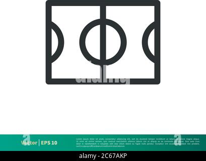 Fußballplatz, Fußballstadion Symbol Vektor Logo Vorlage Illustration Design. Editierbarer Vektor EPS 10. Stock Vektor
