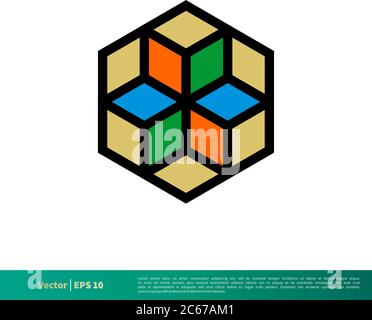 Cube Icon Vektor Logo Vorlage Illustration Design. Editierbarer Vektor EPS 10. Stock Vektor