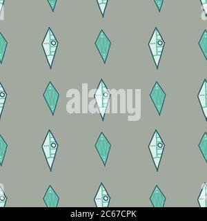 Muster gefüllt Diamant Form Streifen teal auf grau Nahtloses Muster Vektor Hand gezeichnete Doodle Stil Illustration Oberfläche Design Stock Vektor