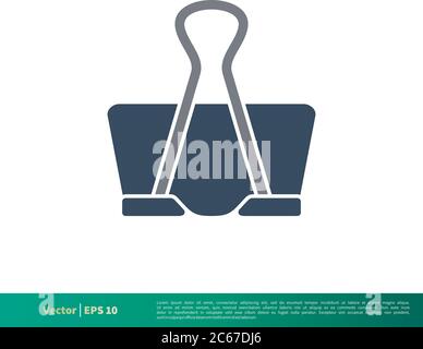 Binder Papier Clip Symbol Vektor Logo Vorlage Illustration Design. Editierbarer Vektor EPS 10. Stock Vektor
