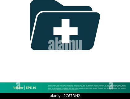 Health Cross Folder Icon Vektor Logo Template Illustration Design. Editierbarer Vektor EPS 10. Stock Vektor