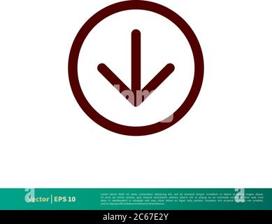Download Pfeil Nach Unten Symbol Vektor Logo Vorlage Illustration Design. Editierbarer Vektor EPS 10. Stock Vektor