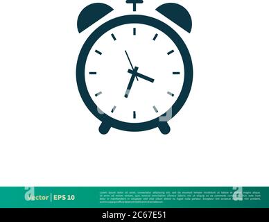 Wecker / Wake Up Watch Symbol Vektor Logo Vorlage Illustration Design. Editierbarer Vektor EPS 10. Stock Vektor