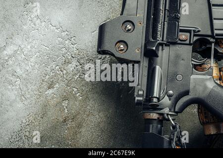 Moderne Waffenserie. US Army Sturmgewehr, Nahaufnahme. Stockfoto