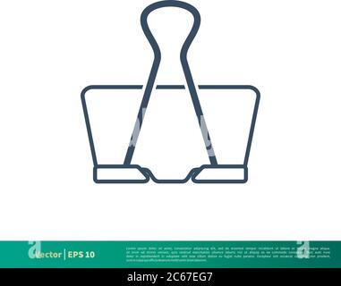 Binder Papier Clip Symbol Vektor Logo Vorlage Illustration Design. Editierbarer Vektor EPS 10. Stock Vektor