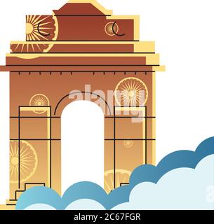 Berühmte Tempel und Denkmäler von indien Vektor-Illustration Design Stock Vektor