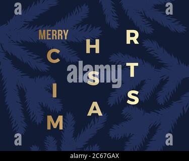 Frohe Weihnachten Abstrakte Vektor-Karte Mit Klasse. Moderne goldene Typografie auf dunklem Hintergrund. Stock Vektor