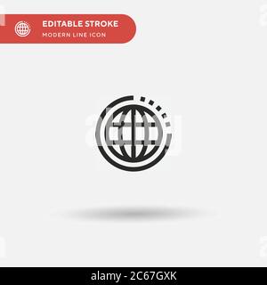 Weltweites einfaches Vektorsymbol. Illustration Symbol Design Vorlage für Web mobile UI Element. Perfekte Farbe modernes Piktogramm auf bearbeitbaren Strich. Weltweite Symbole für Ihr Geschäftsprojekt Stock Vektor