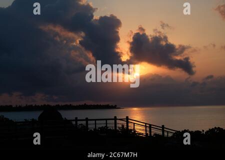 Karibischer Sonnenuntergang. Kuba. Cayo Largo. Stockfoto