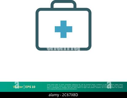 Medizinische Koffer, Healthcare Icon Vektor Logo Vorlage Illustration Design. Editierbarer Vektor EPS 10. Stock Vektor