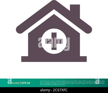 Haus oder Haus, Gebäude, Krankenhaus Symbol Vektor Logo Vorlage Illustration Design. Editierbarer Vektor EPS 10. Stock Vektor