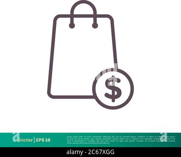 Papiertasche, Shop Symbol Vektor Logo Vorlage Illustration Design. Editierbarer Vektor EPS 10. Stock Vektor