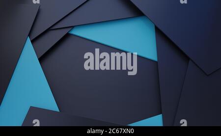 Abstrakter, luxuriöser polygonaler schwarzer und blauer Hintergrund. Vorlage für Design, Banner. Stockfoto