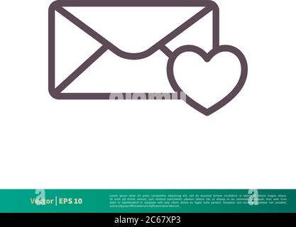 Love Letter Icon Vektor Logo Vorlage Illustration Design. Editierbarer Vektor EPS 10. Stock Vektor