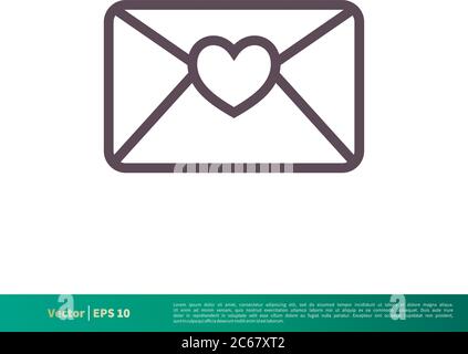 Love Letter Icon Vektor Logo Vorlage Illustration Design. Editierbarer Vektor EPS 10. Stock Vektor