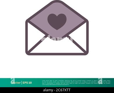 Love Letter Icon Vektor Logo Vorlage Illustration Design. Editierbarer Vektor EPS 10. Stock Vektor