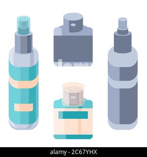 Desinfektionsmittel Aufkleber auf weißem isolierten Hintergrund gesetzt. Körperpflege Spray Mockup für Hygiene-Förderung, medizinisches Poster. Haushaltswarenlager oder -Lager Stock Vektor