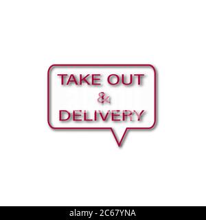 TAKE OUT & DELIVERY TEXT IN SCHLAGSCHATTEN-EFFEKT FÜR SIGNAGE IM SHOP VECTOR ILLUSTRATION GESCHRIEBEN Stock Vektor