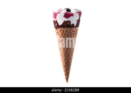 Cherry Ice Cream isoliert auf weißem Hintergrund Stockfoto