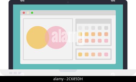 Browser-Fenster auf Laptop Vektor flach isoliert öffnen Stock Vektor