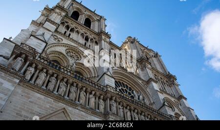 Fassade Detail der Kathedrale Notre Dame, Paris, Frankreich Stockfoto