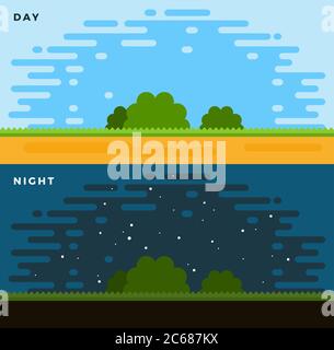 Tag und Nacht flache Vektorgrafik Stock Vektor