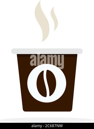 Kleine schwarze Kaffee-Plastikbecher mit heißem Rauch Vektor flach isoliert Stock Vektor