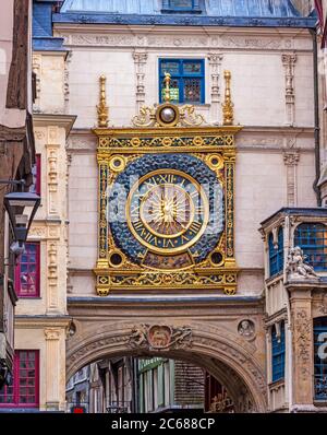 Gros Horloge, Rouen, Normandie, Frankreich Stockfoto