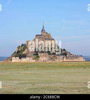 Tagesaufnahme des Mont Saint Michel, Normandie, Frankreich Stockfoto
