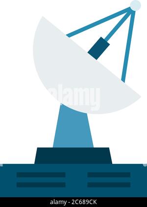 Satellitenstation Vektor flach Material Design isoliert Objekt auf weißem Hintergrund. Stock Vektor