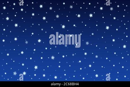 Sterne leuchten auf blauem Hintergrund. Winternacht, Schnee glühenden Lichteffekt. Vorlage von dekorativen Dekoration Hintergrund für Banner auf weihnachten, Geburtstag oder Hochzeit Einladungskarten. Vektorgrafik Stock Vektor