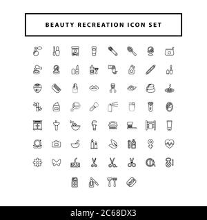 Spa Salon Icons Set. vektor-Set von Erholung, Wellness und Schönheit Zeichen mit Umriss Stil Design Stock Vektor