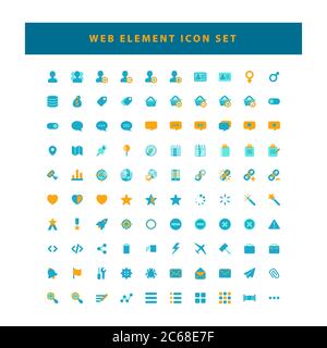 Satz von Web-Element-Symbole mit flachen Farbstil-Design gesetzt Stock Vektor