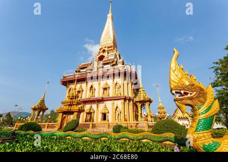 Der wichtigste der 29 buddhistischen Tempel von Phuket ist Wat Chalong oder formal Wat Chaiyathararam, im Chalong Subdistrip, Mueang Phuk Stockfoto