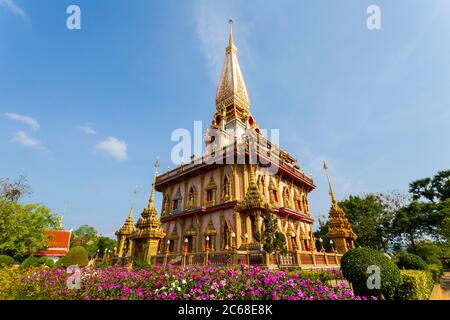 Der wichtigste der 29 buddhistischen Tempel von Phuket ist Wat Chalong oder formal Wat Chaiyathararam, im Chalong Subdistrip, Mueang Phuk Stockfoto