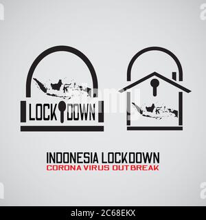 vektor-Illustration von indonesien Lockdown. corona-Virus. Covid-19-Krankheit Stock Vektor