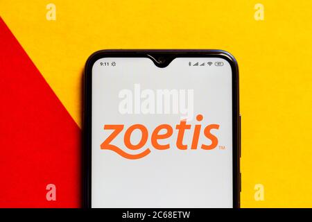 In dieser Abbildung ist das Zoetis Logo auf einem Smartphone zu sehen. Stockfoto