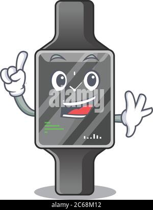 Smart Uhr Karikatur Design Stil mit einem Finger Pose Stock Vektor